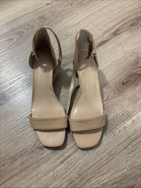 Kelly & Katie Nude/Tan Ankle-Strap Block Heels